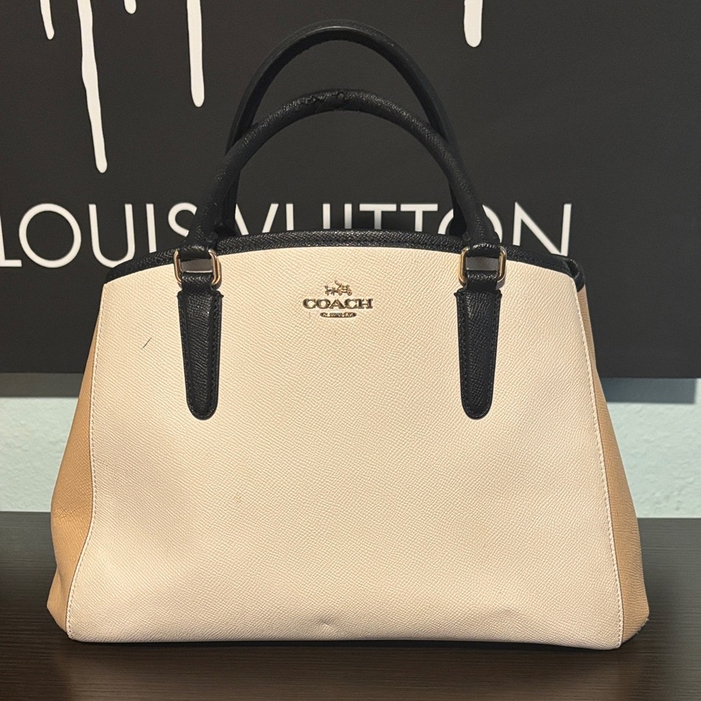 Coach Women's Black and Tan Satchel